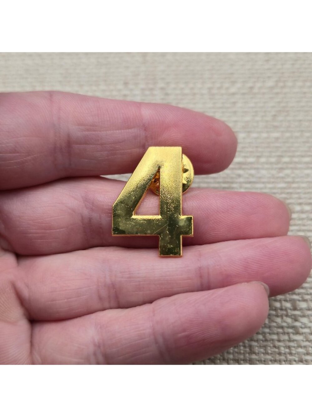 Gold Block Jersey Style Sports Number 4 Enamel Lapel Pin Tie Tack A8992